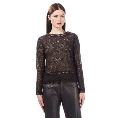 todd-lynn-edition Black long sleeved embroidered top